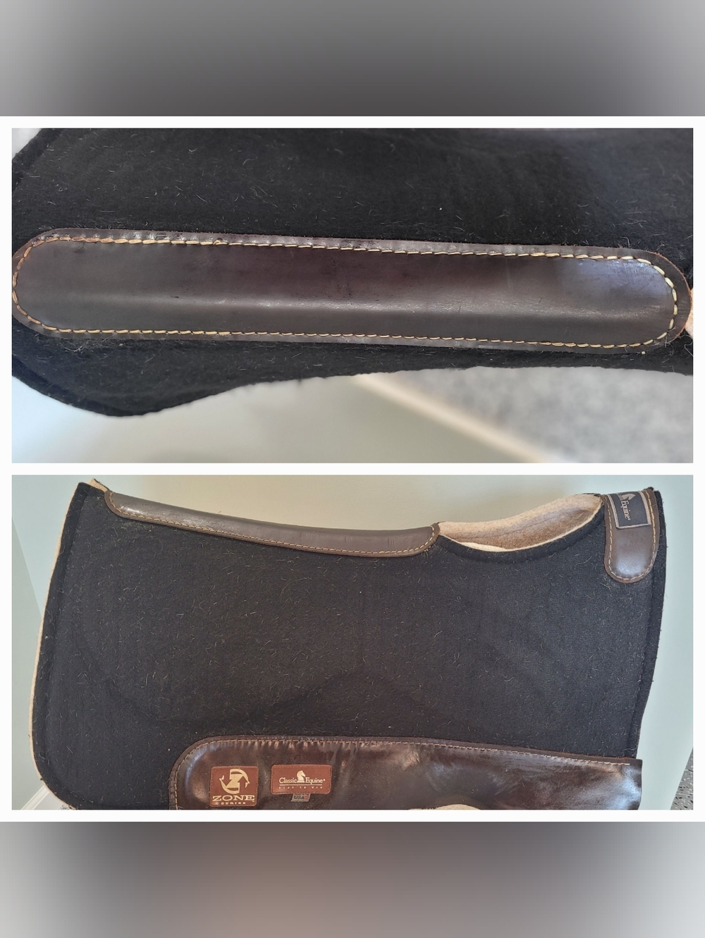 CLASSIC EQUINE Zone Series Brown Wool Western Saddle Pad, 28x30, 3/4" Thick - Picture 13 of 15